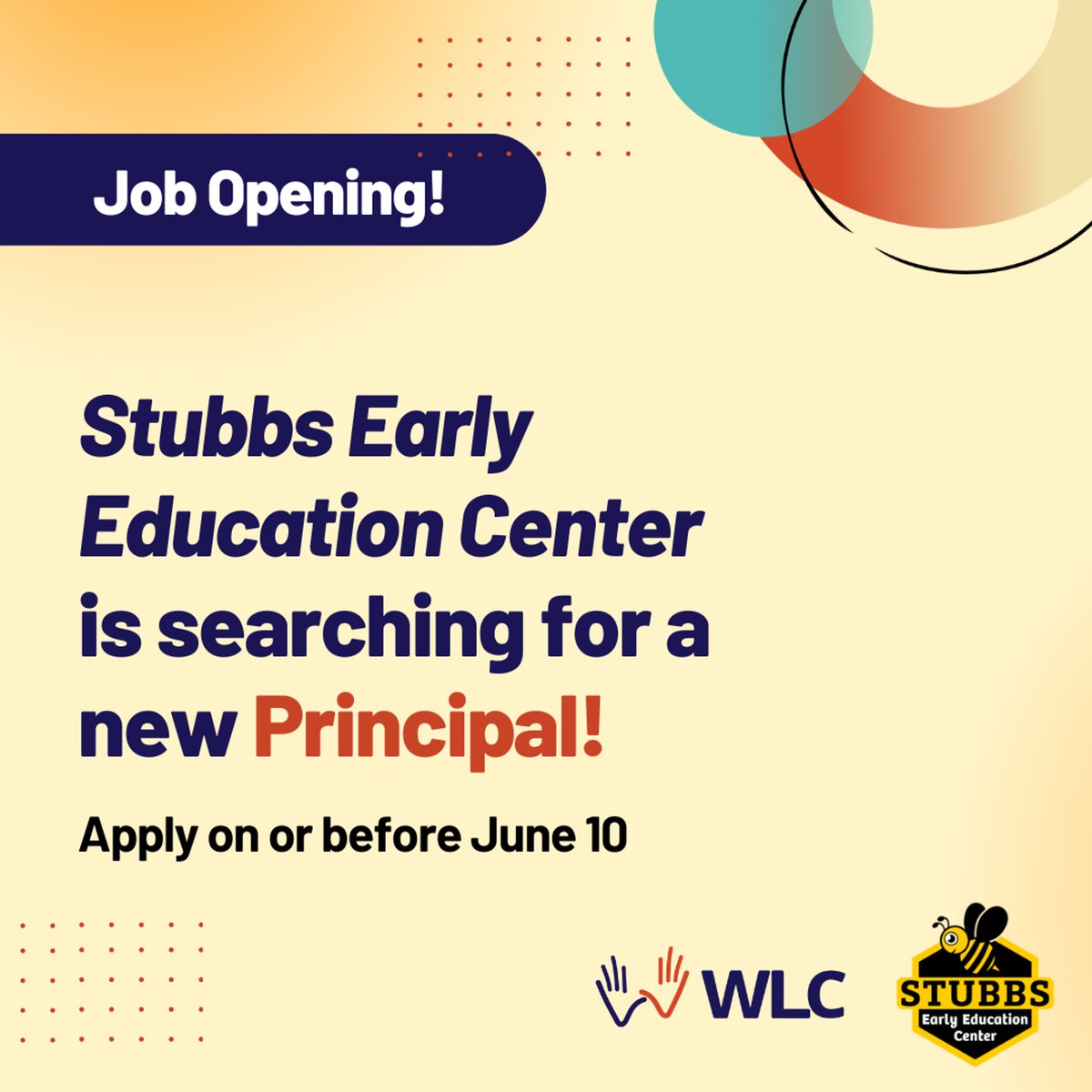 WLC_DE's tweet photo. Exciting Opportunity! Stubbs Early Education Center is searching for a new Principal! Ready to lead? Apply by June 10!
https://t.co/Vczwkq0noa:"Stubbs+Early+Education+Center"
#WilmingtonLearningCollaborative
#StrongSchoolsStrongCommunity
#WLCDE
#WLCSchools
#ConnectedCommunities https://t.co/QoQVWTabL7