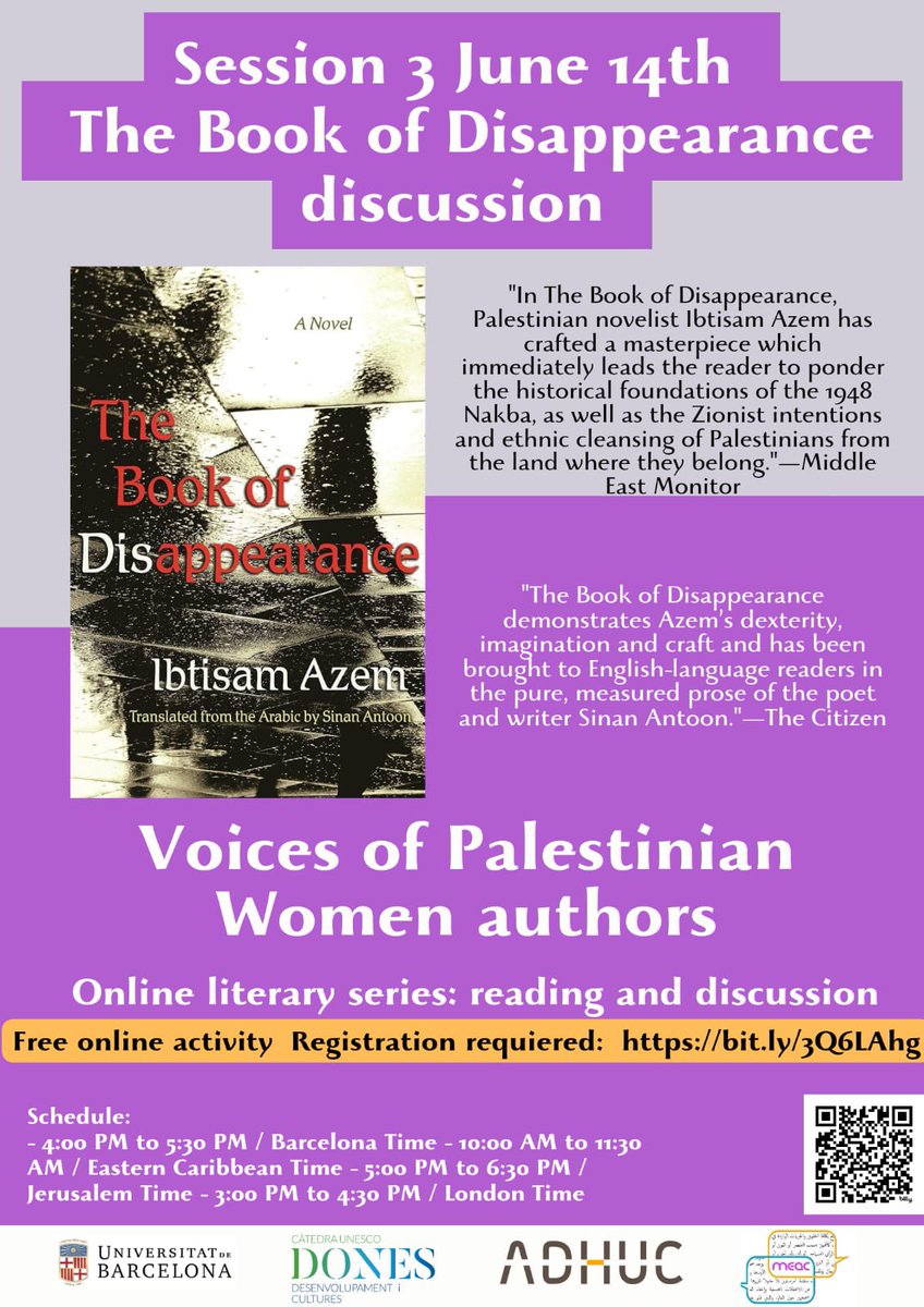 ADHUC–Càtedra UNESCO Dones UB (@adhuc_catdones) on Twitter photo Register and join us on june 14 for the discussion on this wonderful novel!! Register and join us on june 14 for the discussion on this wonderful novel!!