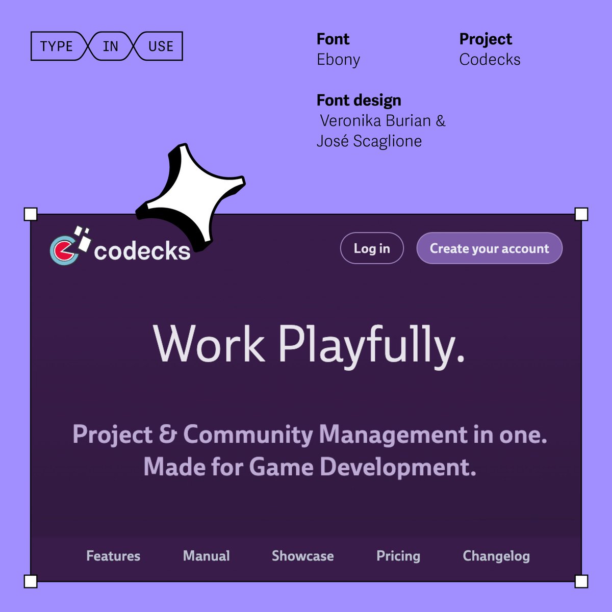 TypeTogether's tweet photo. Type in use — Ebony for Codecks /// Berlin’s Codecks makes web-based project management software for game developers. Its playful and unique design is inspired by trading card games, which achieve high information density in a small space. 🧵1/3

#typography #fonts #typeinuse https://t.co/32jwNYr0qT