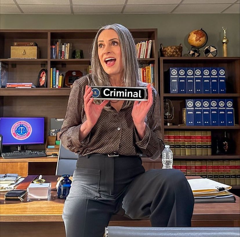 tudamonster's tweet photo. those pants are 🔥 !! sitting in her usual seat..the desk 🩶@pagetpaget https://t.co/enP53zjv3T