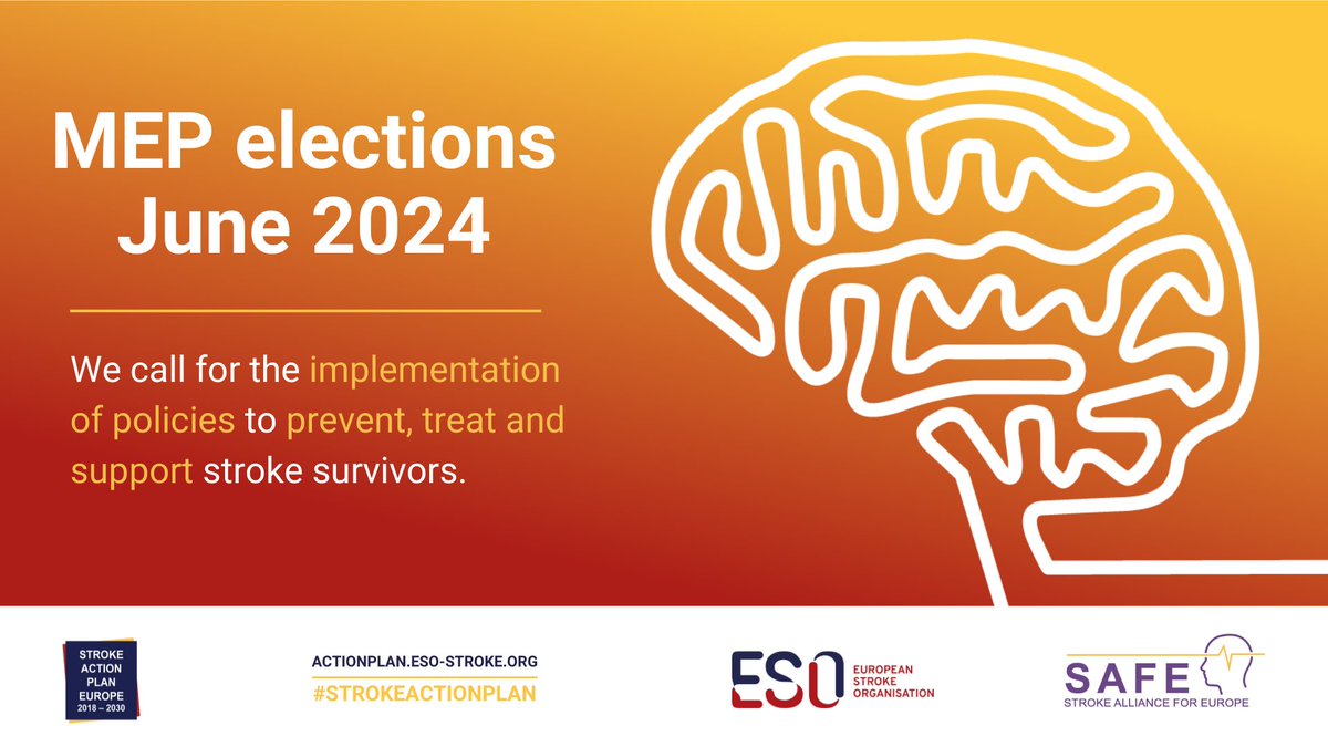 StrokeEurope's tweet photo. Ahead of the elections on the 6 June @StrokeEurope &amp; @ESOstroke call on elected MEPs in @Europarl_EN to prioritise #stroke in health policies, support member states to develop national stroke plans and lead research into the under-examined areas of stroke https://t.co/9bniqTYUM2 https://t.co/tAy7rr1f3n