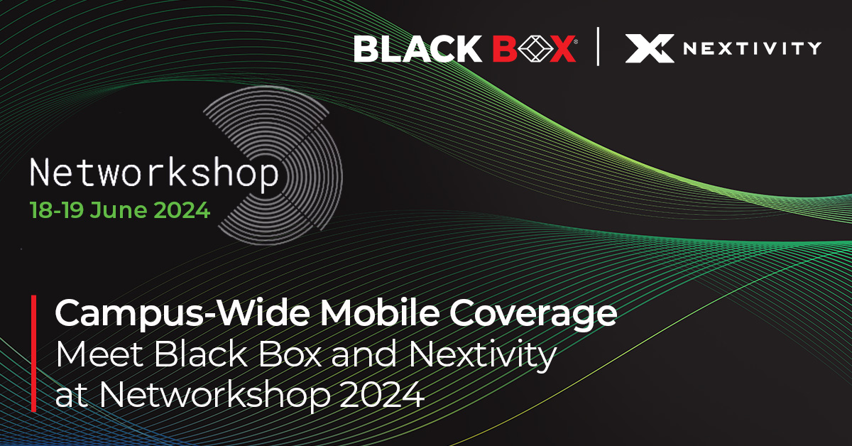 blackbox_ns's tweet image. Don't miss out on Networkshop 2024 in Nottingham! 🌟 Discover seamless mobile solutions with Black Box and Nextivity to enhance campus connectivity and safety. Meet our team and upgrade your campus operations. Register today at bit.ly/3VuyRZ9 #Nextivity