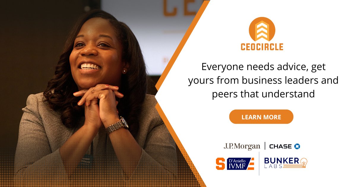 IVMFSyracuseU's tweet photo. Applications are open for @IVMFBunkerLabs #CEOcircle program presented by @JPMorgan @Chase. Apply & find out what you can accomplish with a peer accountability group of #Veteran & #militaryspouse CEOs: https://t.co/ZtCyTV6pEP https://t.co/1txRLkVdaS