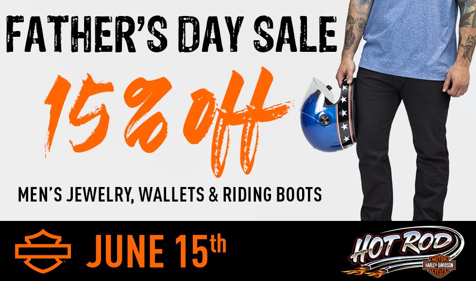 hotrodhd1's tweet photo. 🚨Father's Day Sale🚨
15% off men's jewelry, wallets & riding boots 😎
#HotRodHD1 #FathersDaySale #RideOn #HotRodHD https://t.co/Cpi1sUovHw