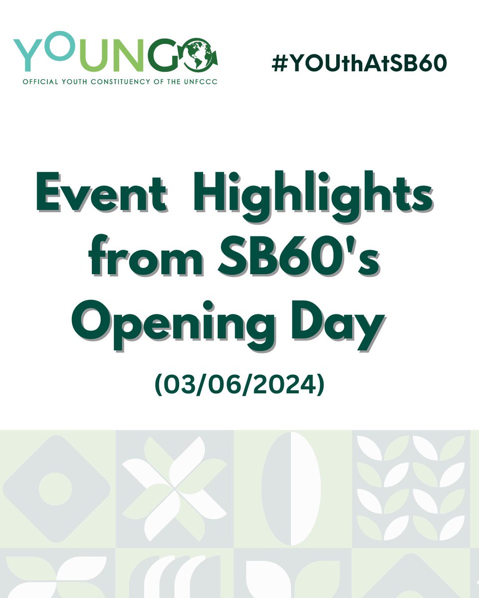 youngo_unfccc's tweet photo. 🌍✨ Day 1 Highlights from SB60! The opening plenary featured diverse flags and protests. Key discussions revolved around gender and finance, including TED and Article 6.4. Island States were vocal on adaptation and mitigation. https://t.co/7X4uFRJUwk