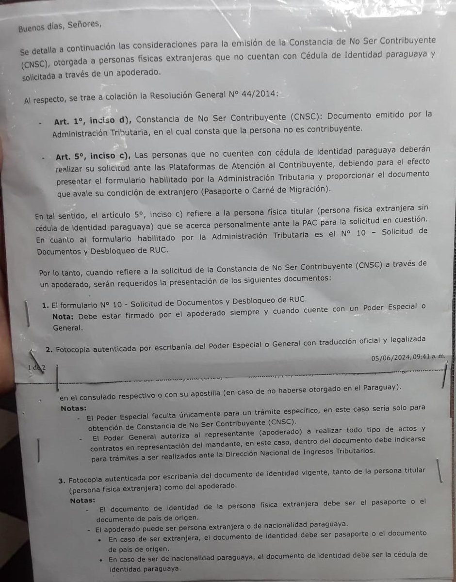 <a href="/SantiPenap/">Santiago Peña</a> <a href="/MEF_Paraguay/">Ministerio de Economía y Finanzas - Paraguay</a> Sr. Presidente. Por favor, usted al parecer da la orden, pero no llega hasta el funcionario de más abajo. Las inversiones inmobiliarias extranjeras y nacionales retrasadas o paralizadas. Ahora, para expedir Constancia de no ser contribuyente de extranjero piden poder legalizado.