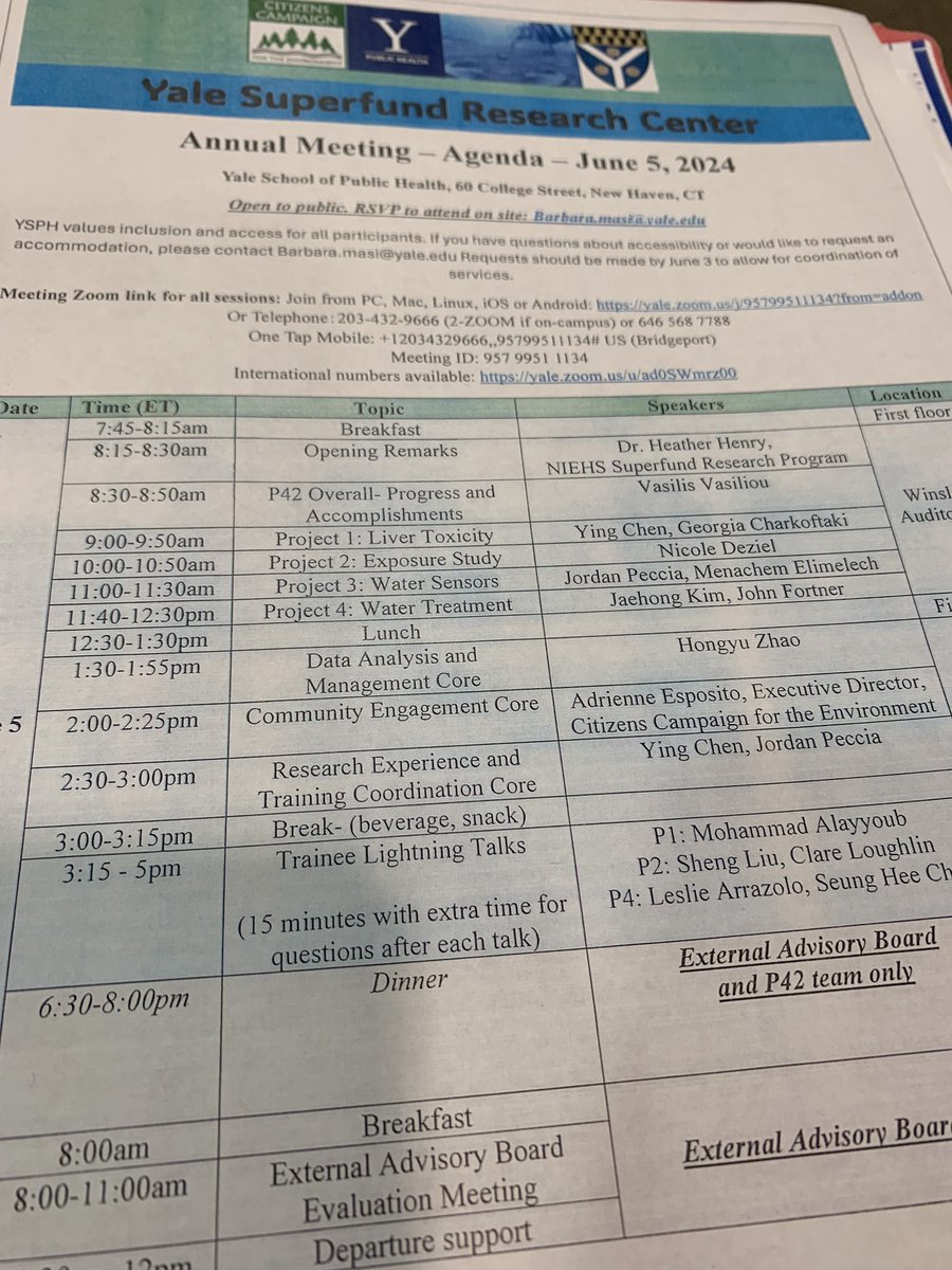 Keeping up with current trends associated with 1,4-dioxane aka “forever chemical” at @ysph <a href="/YaleSuperfund/">Yale Superfund Research Center</a> Research Center annual meeting.