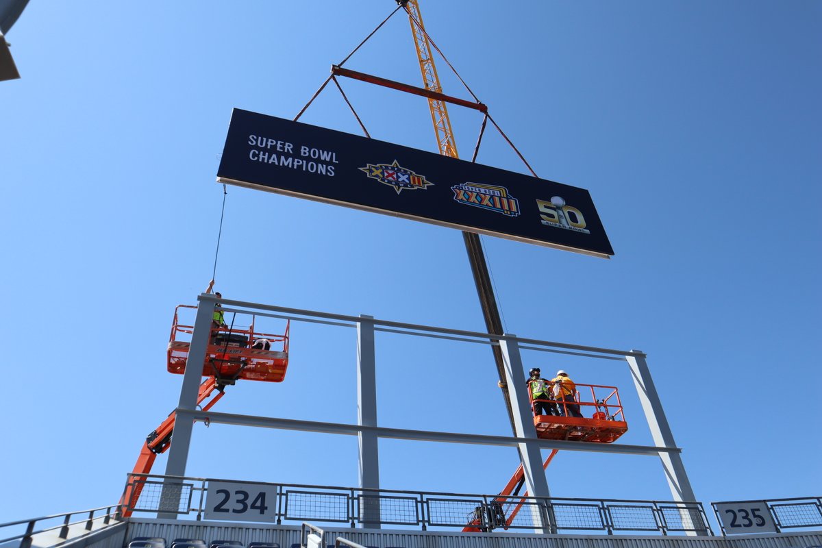 AdLightGroup's tweet photo. We couldn't be prouder to have been part of the team that revamped Mile High Stadium just in time for the season. The refreshed Retired Jerseys and Super Bowl boards are all about celebrating years of excellence and tradition.  Big thanks to our amazing partners at Mortenson! https://t.co/uBUyAZxqB3