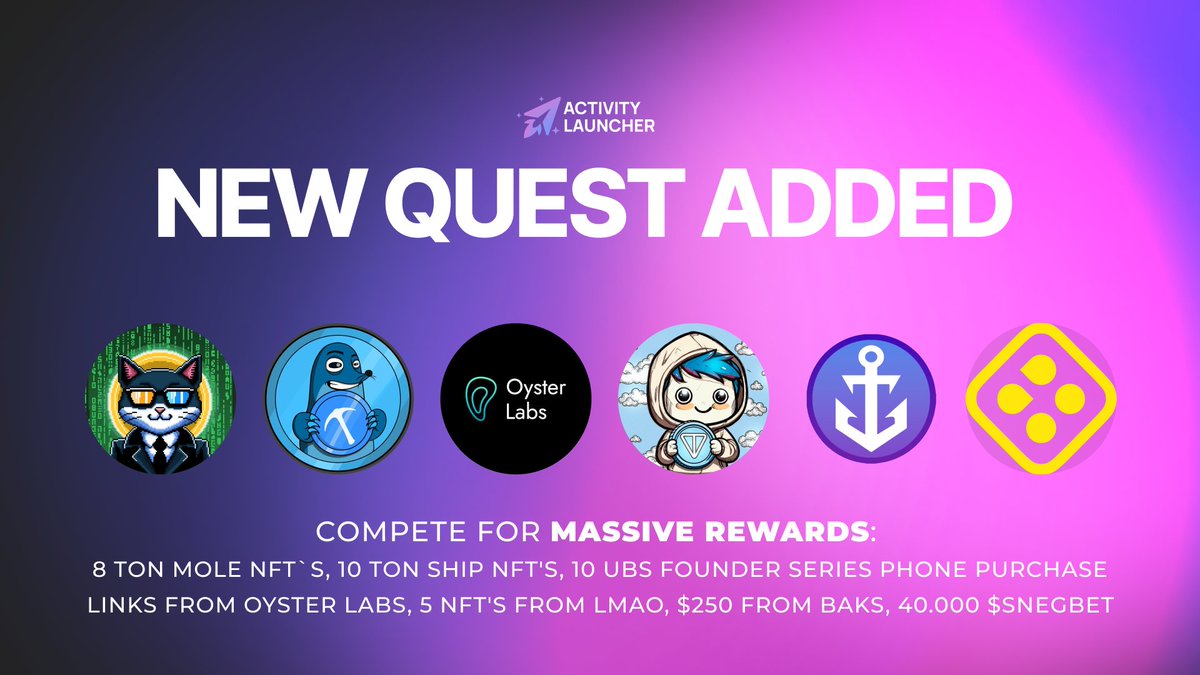 oysterecosystem's tweet photo. 🎉Amazing news for you!

We are excited to announce the joint campaign with @ton_baks, @TonShipCom, @Ton_mole, @TonLmao, and @SNEGbet. 

Six communities prepare total prize pool of $3500 in various prizes. Check what interests you! every piece is unique and well-prepared.

🎁Prizes pool:
10 UBS Founder Pass phone purchase links
8 TON Mole NFT`s  
10 TON Ship NFT's
5 NFT's from LMAO
250$ From BAKS
40.000 SnegBet tokens

More prizes await you in the future! 
Keep an eye on us!

Our quest platform: @Activity_ton
https://t.co/wSnKaVhJFH