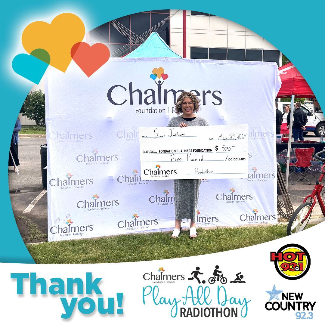Thanks <a href="/sarahjustason/">sarah justason</a> for dropping off a $500 donation during Radiothon! We are grateful to our Board Members who believe in our mission of supporting healthy, caring communities. Thanks for helping kids Play All Day!