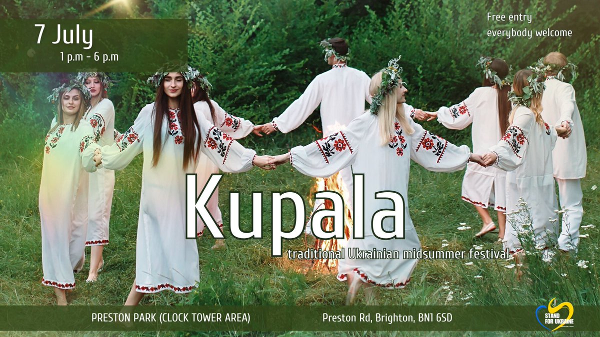 S4UBnh's tweet photo. Hi everybody!

The Ukrainian community in Brighton wants to invite you to our Kupala ancient and mysterious Ukrainian holiday, which will take place in Preston Park on Sunday, July 7th, at 1 p.m.
https://t.co/C3BP02cwGa https://t.co/OMfWZTuNNV