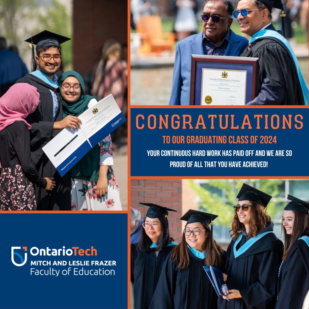 🎓📚 Congratulations to the inspiring graduates of 2024 from our esteemed Faculty of Education! 🌟 Your dedication, passion, and commitment to shaping the future of education have been truly remarkable. Bravo, Class of 2024! 🎉🍎 #FutureEducators #Education #OntarioTechGrad