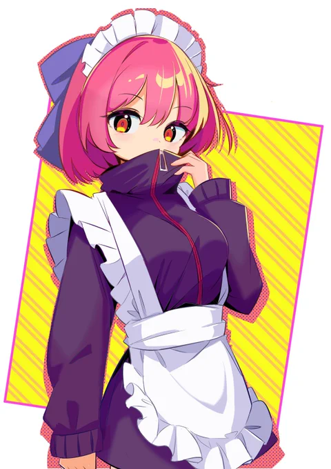 #6月6日は赤蛮奇の日過去絵のジャージメイド蛮奇ちゃんを再掲しておくね 