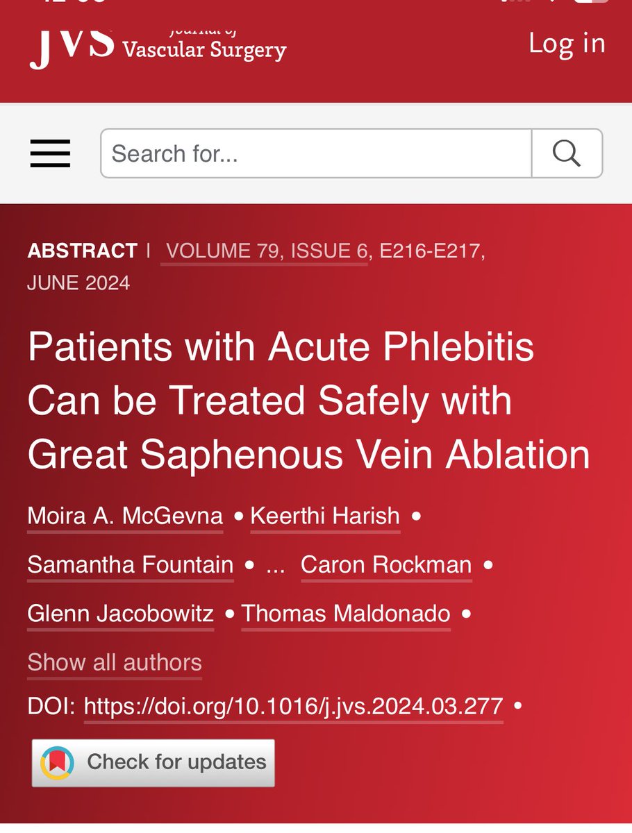 Alessandra Puggioni, MD (@theveinsqueen) on Twitter photo Great paper addressing a very important clinical question. One should not be afraid to treat this subset of patients. Congratulations to the authors! <a href="/JVSVL/">JVS - Venous and Lymphatic Disorders</a> <a href="/VenousForum/">American Venous Forum | AVF</a> Great paper addressing a very important clinical question. One should not be afraid to treat this subset of patients. Congratulations to the authors! <a href="/JVSVL/">JVS - Venous and Lymphatic Disorders</a> <a href="/VenousForum/">American Venous Forum | AVF</a>