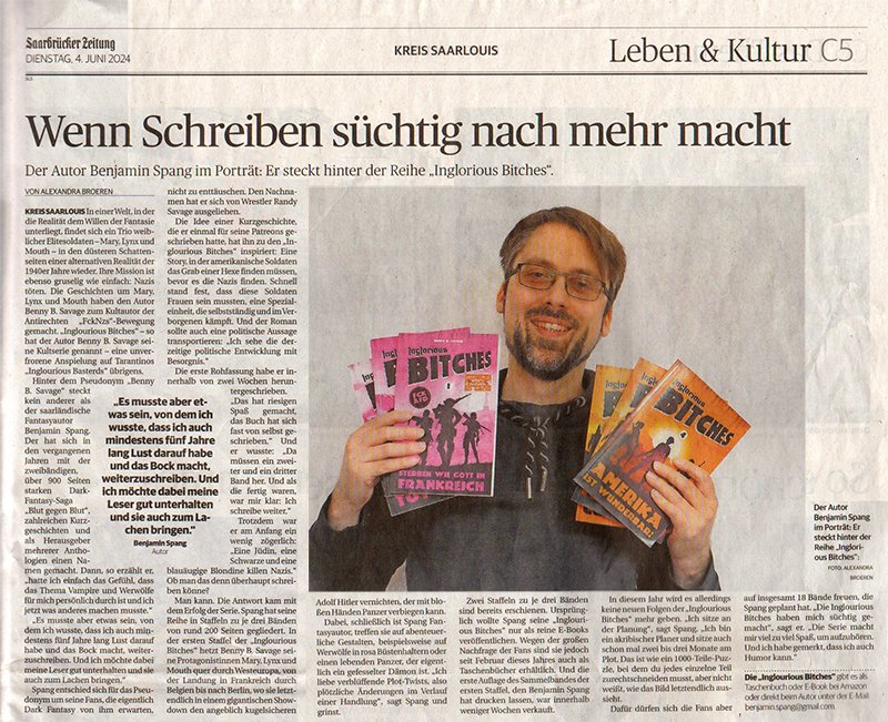 Doppelmond's tweet photo. Ein Zeitungsbericht über mich und meine Roman-Serie "Inglorious Bitches" in der Saarbrücker Zeitung! 😍
Für euch als PDF, hier lesen: https://t.co/aox4BmLZfQ
#Autorenleben #IngloriousBitches #Saarland https://t.co/mlZYDVJsHJ