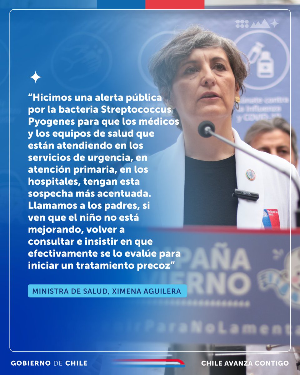 🏥En su recorrido para constatar la situación de la red asistencial pediátrica por el Hospital de Niños Dr. Luis Calvo Mackenna, la ministra de Salud, <a href="/ximenaguilera/">Ximena Aguilera</a>, se refirió a la alerta pública emitida por el Ministerio de Salud por la bacteria Streptococcus Pyogenes.