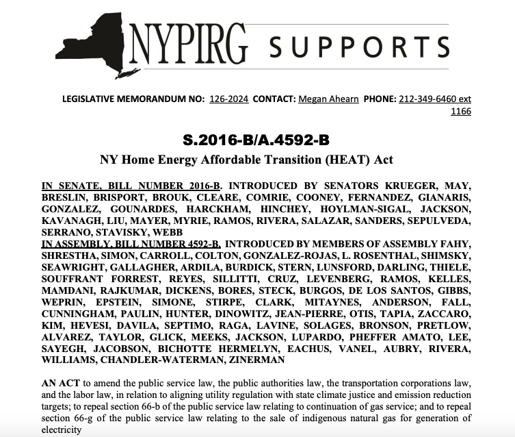 NYPIRG's tweet photo. This week, @NYPIRG sent a memo in support of the #NYHEAT Act to the @NYSA_Majority to urge the Assembly to pass the HEAT Act this session for clean heat, lower bills, and healthier homes ⬇️⬇️⬇️ https://t.co/WUYe9anihn