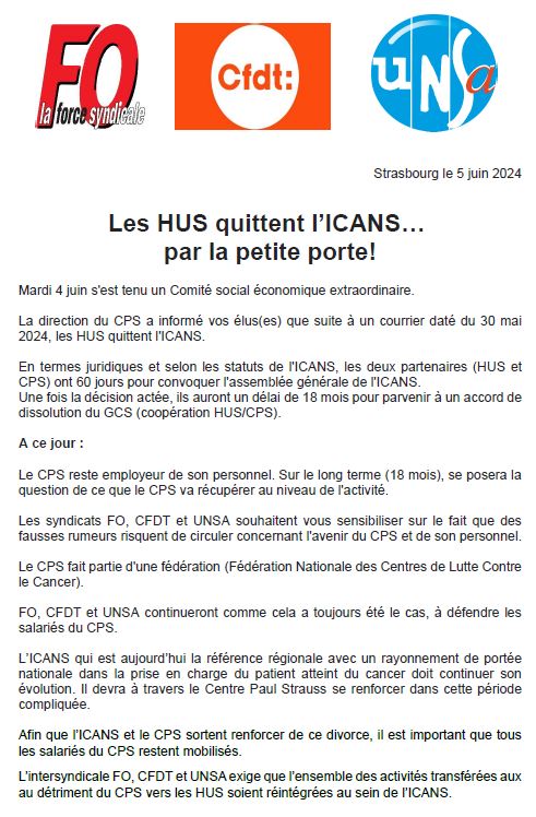 antoinepollez's tweet photo. La dissolution de l'#Icans (Institut de cancérologie Strasbourg) pourrait être prononcée dans les prochaines semaines. S.Henni,  DG des HUS (=CHRU de Strasbourg) a informé de son retrait de ce groupement de coopération sanitaire fondé avec le Centre Paul Strauss (CPS) #cancer https://t.co/o1he8X0jQr