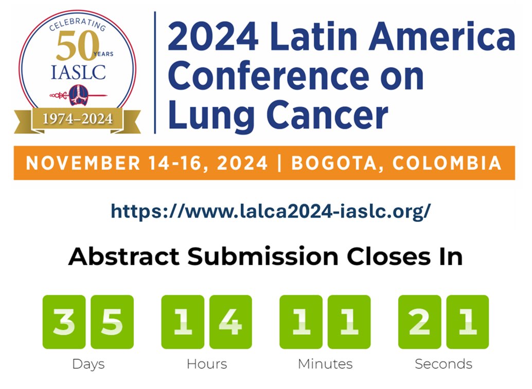 Andres F. Cardona (@andresfcardonaz) on Twitter photo We invite you to submit your abstracts on thoracic oncology and related sciences to LALCA 2024. We will be pleased to share knowledge related to the diagnosis and treatment of lung cancer, mesothelioma, and thymic neoplasms, as well as topics such as screening, oncological We invite you to submit your abstracts on thoracic oncology and related sciences to LALCA 2024. We will be pleased to share knowledge related to the diagnosis and treatment of lung cancer, mesothelioma, and thymic neoplasms, as well as topics such as screening, oncological
