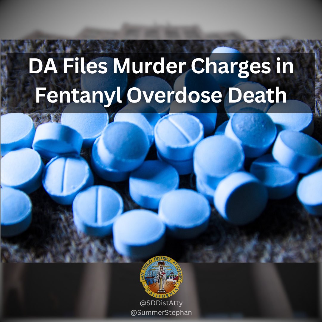 SDDistAtty's tweet photo. DA  Files Murder Charges in Fentanyl Overdose Death: https://t.co/GFF7Hpv31H

#FentanylOverdose #MurderCharges #SanDiegoDA https://t.co/Gs2Bn6Onhf