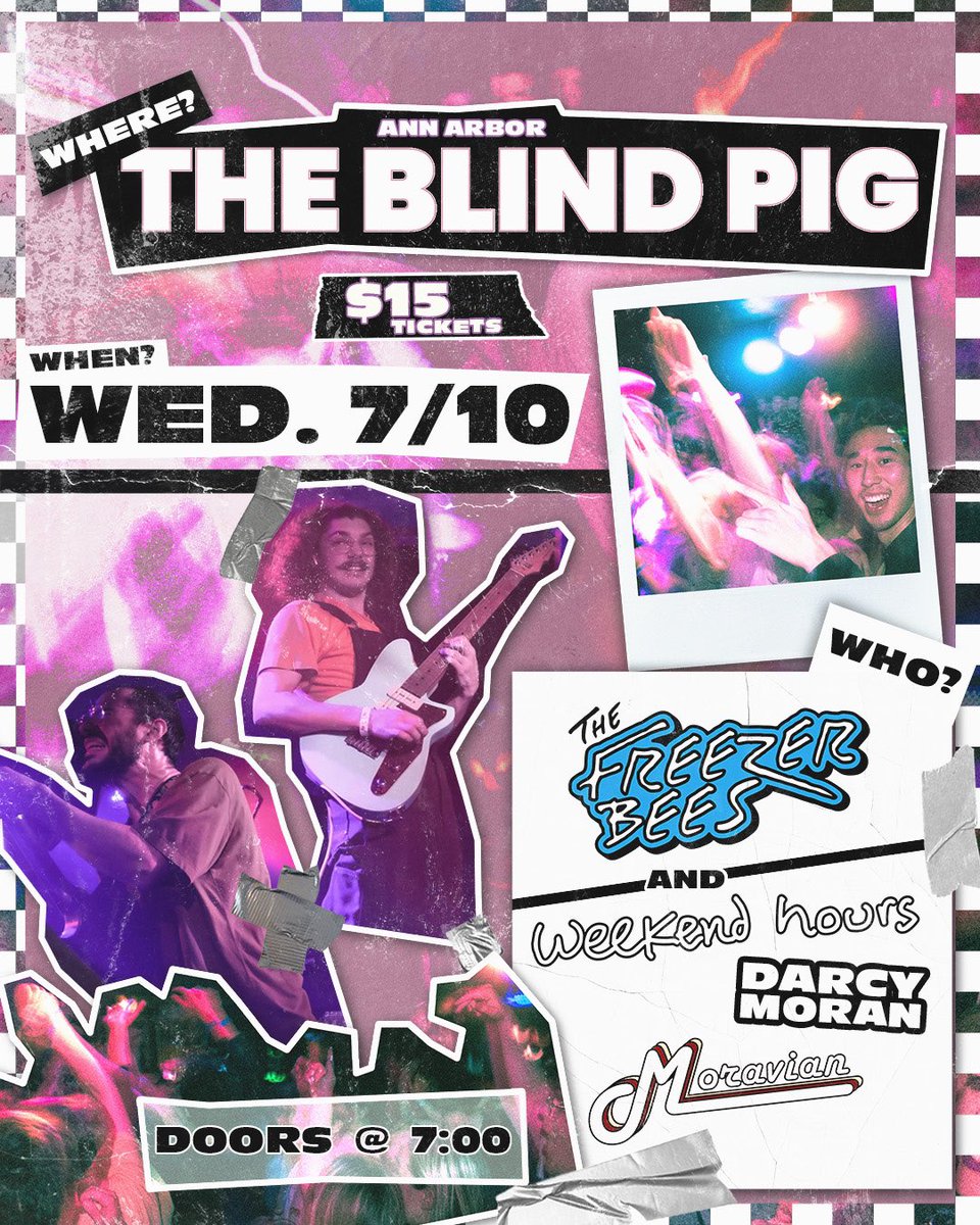 TheFreezerBees's tweet photo. SHOW ANNOUNCEMENT

We’re back at @blindpig_annarbor 
WEDNESDAY JULY 10TH 
with special guests and musical performances from Moravian @darcyymoran and @weekendhours 

We’re also hiring videographers for the show so if you’re interested, contact us! https://t.co/4AYsFW4z6U