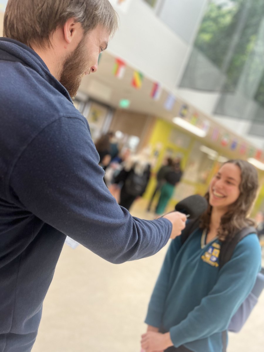 Chris from <a href="/Galwaybayfmnews/">Galway Bay fm News</a> popped into Coláiste Mhuirlinne/Merlin College this afternoon to talk to some students about English Paper 1.

Well done to all students who completed their first day of exams