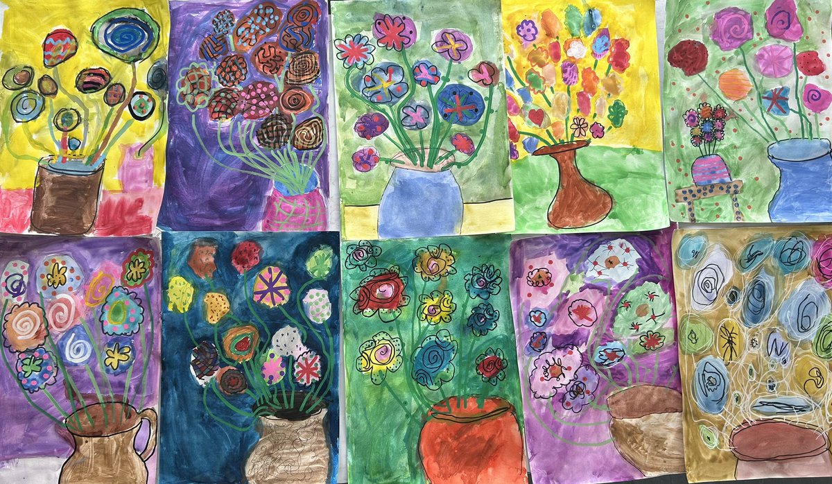 StGabsJuniors's tweet photo. Year 3 were inspired by all the beautiful spring flowers around the school grounds and painted these colourful pictures in Art @StGabrielsNews #JuniorArt #painting #mixedmedia https://t.co/WT4sESFZTz