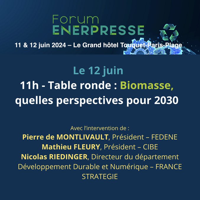 🔥 Biomasse, quelles perspectives pour 2030 ?  <a href="/PdeMontlivault/">Pierre de Montlivault</a> sera au forum #ENERPRESSE  le 12 juin et participera à la table ronde de 11h : stratégie nationale, disponibilité de la ressource et usages #BoisEnergie enerpresse-forum.com