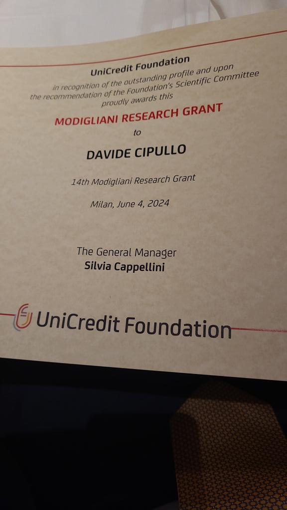 Davide Cipullo (@davidecipu) on Twitter photo Grateful to receive the Modigliani research grant awarded by <a href="/UniCredit_IT/">UniCredit Italia</a> Foundation to study local determinants and consequences of femicides in Italy Grateful to receive the Modigliani research grant awarded by <a href="/UniCredit_IT/">UniCredit Italia</a> Foundation to study local determinants and consequences of femicides in Italy