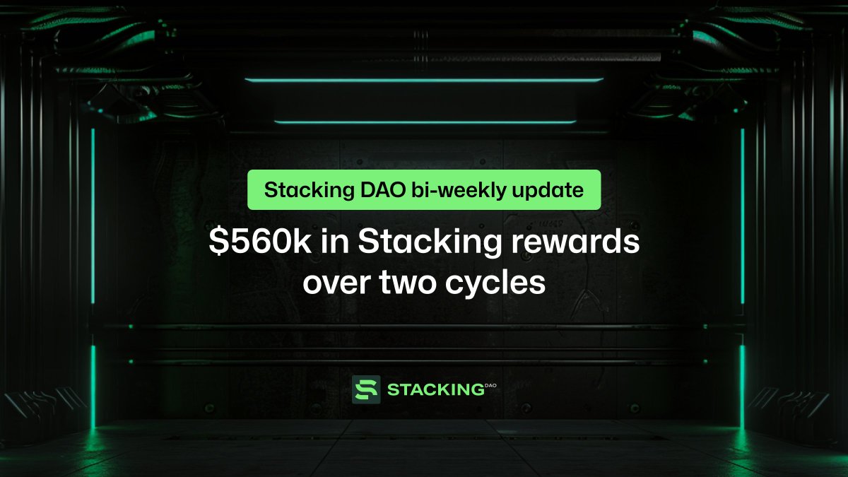 StackingDao's tweet photo. The Stacking DAO bi-weekly update is here!

Check out the latest updates from the last two weeks! 🧵 ⬇️ https://t.co/g4dEprNR2T