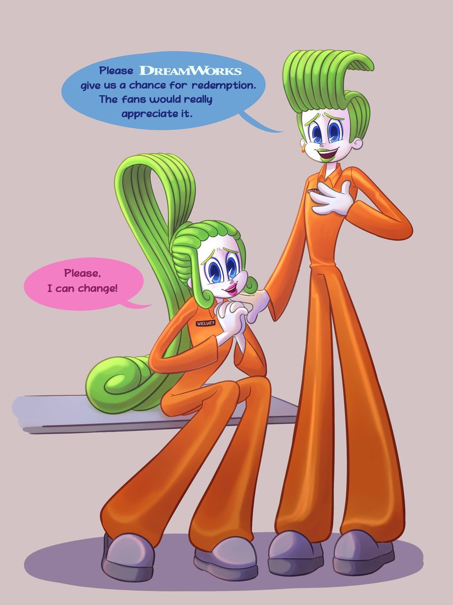 ShadowBeast2017's tweet photo. Another "Velvet and Veneer pleading for a chance for redemption" comm, but this time done by @AlixArttw. Let's spread the word and help get these two a redemption plot. Please🙏
#Velvet #veneer #velvetandveneer #TrollsBandTogether #trolls #Trolls3 #DreamWorksTrolls #DreamWorks https://t.co/VBWHtLW7ZN