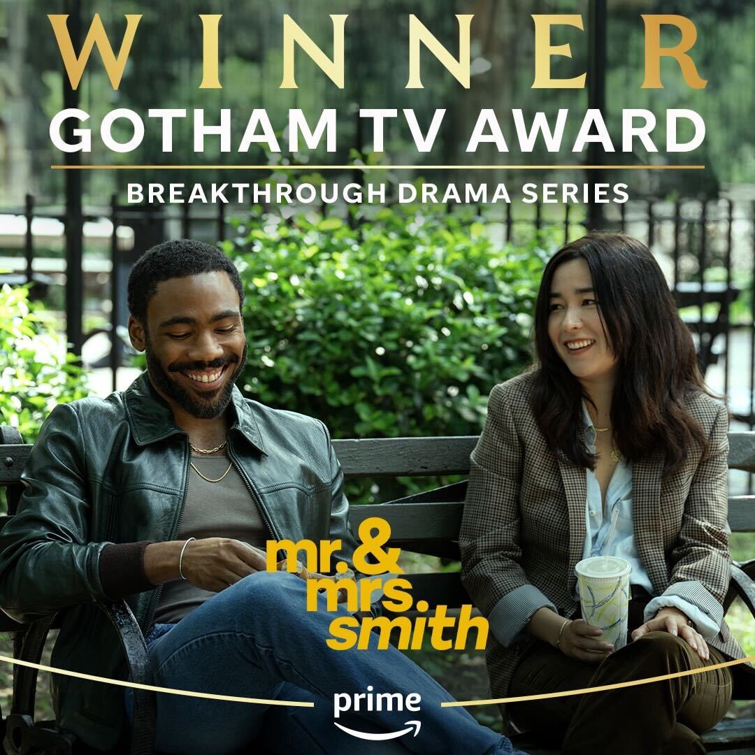 mr. & mrs. smith (@smithsonprime) on Twitter photo A win for the Smiths! Thank you <a href="/weare_thegotham/">The Gotham Film & Media Institute</a> for the Breakthough Drama Series award! A win for the Smiths! Thank you <a href="/weare_thegotham/">The Gotham Film & Media Institute</a> for the Breakthough Drama Series award!