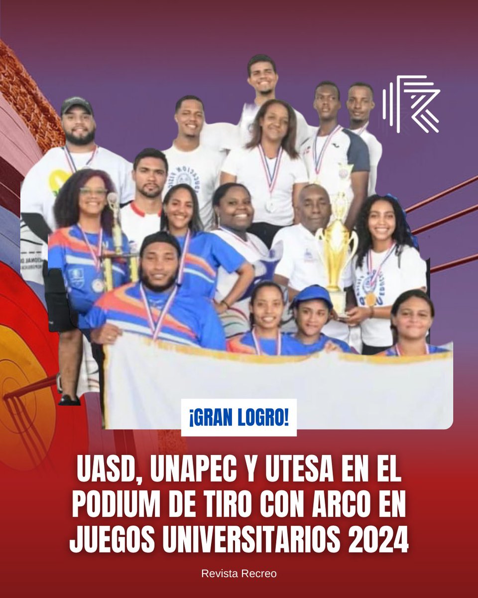 revrecreo's tweet photo. 🏹¡GRAN LOGRO! La #UASD triunfó en la competencia de tiro con arco de los Juegos Universitarios 2024🥇, #Unapec destacó en segundo lugar🥈, y #UTESA y O&M tercer lugar🥉¡Felicidades a todos los participantes! Estos logros son inspiradores👏 #RD #TiroconArco #Universidades https://t.co/YLRWucVnrc