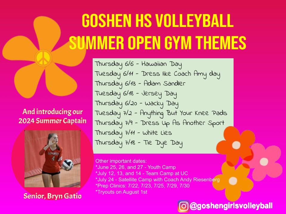 GoGHSVolleyball's tweet photo. We are excited to have started open gyms! With such a great turnout at our first session, we wanted to brighten up the fun of volleyball with some themes! ☀️🩷🏐 https://t.co/d9tD6GFgUG