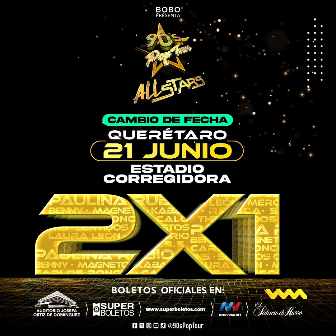Si aún no tienen sus boletos para el <a href="/90sPopTour/">90sPopTour</a> del próximo 21 de Junio en #QUERÉTARO, esta es su señal!! Corran a aprovechar esta súper promo 💥 

superboletos.com/landing-evento…