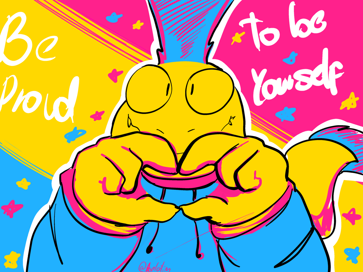 ASplatim's tweet photo. happy pride month to everyone love yall and remember to be yourself ✨✨✨✨ https://t.co/1s6P7Hkde7