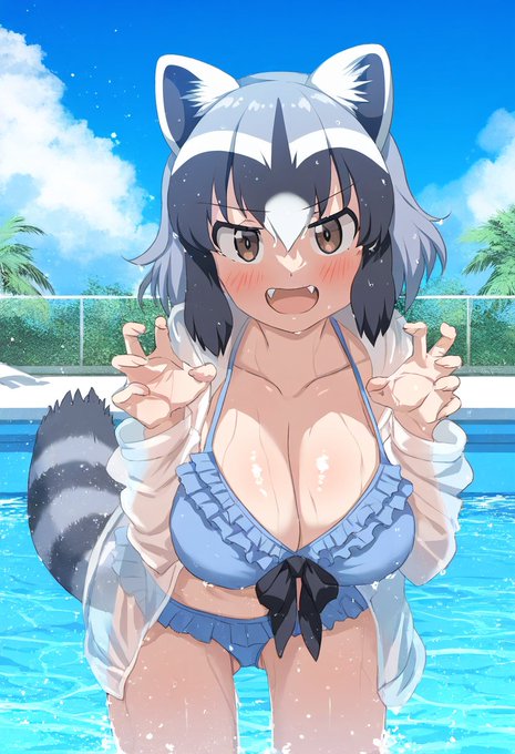 水着姿のアライさん🦝💦

#AIイラスト
#けものフレンズ 