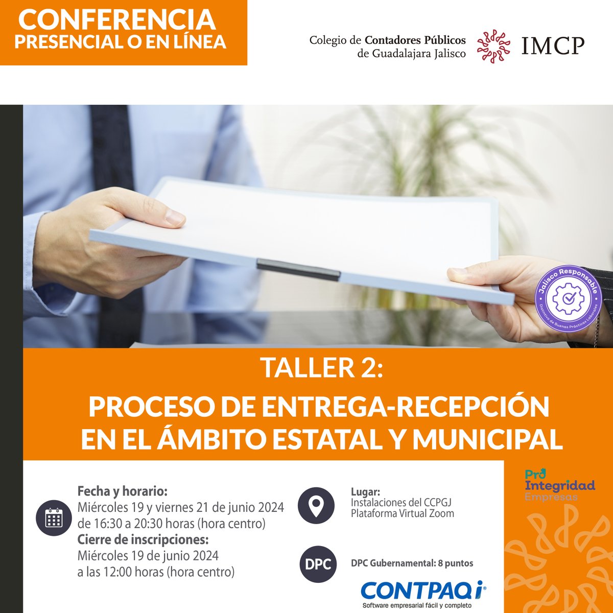 CCPGuadalajara's tweet photo. Debido al cambio constitucional que se llevará a cabo en los próximos meses, es de suma importancia considerar este Taller de Entrega-Recepción el cual ofrece una amplia gama de beneficios para los participantes.
¡Agéndalo y asegura tu lugar!
#Contadores #Conta #CCPGJ https://t.co/oq8j6coDnq