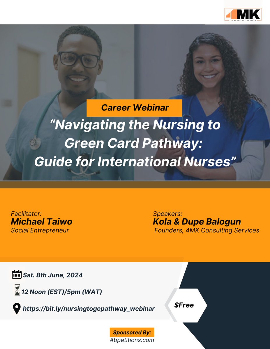 AskMichaelTaiwo's tweet photo. This has been cooking for a while, now we are ready to dish it. 

If you want to know what the EB-3A is about for Nurses, here’s your chance to do so. https://t.co/1LEQXHN9Qo