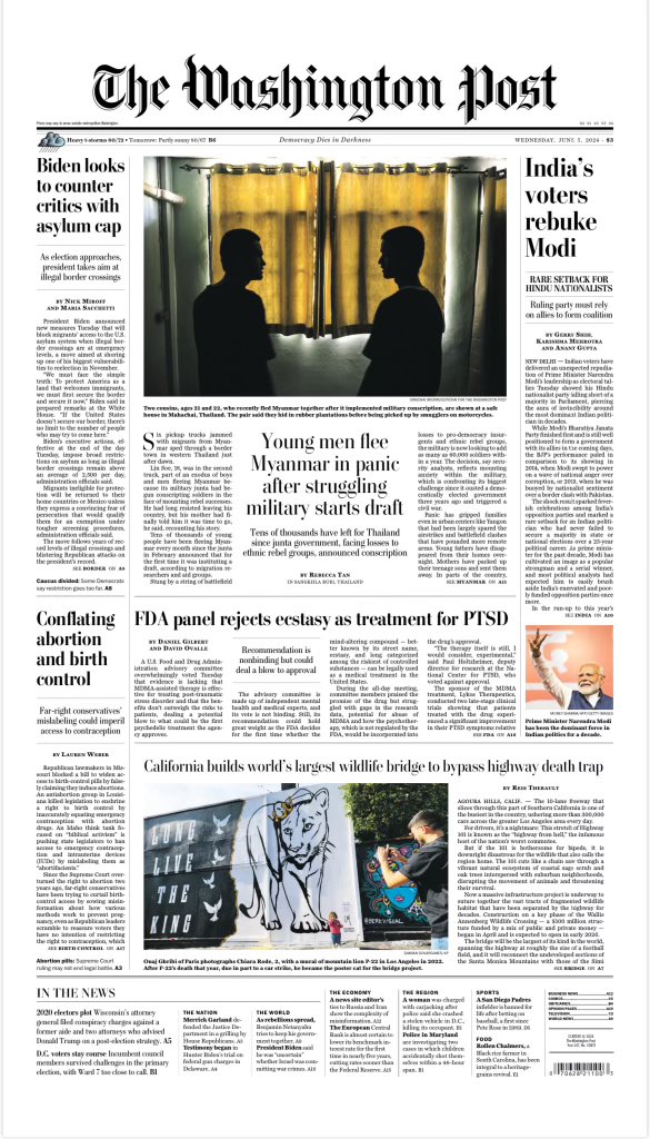 The Wallis Annenberg Wildlife Crossing on the front page of the <a href="/washingtonpost/">The Washington Post</a> today! #savelacougars 

<a href="/ReisThebault/">Reis Thebault</a>