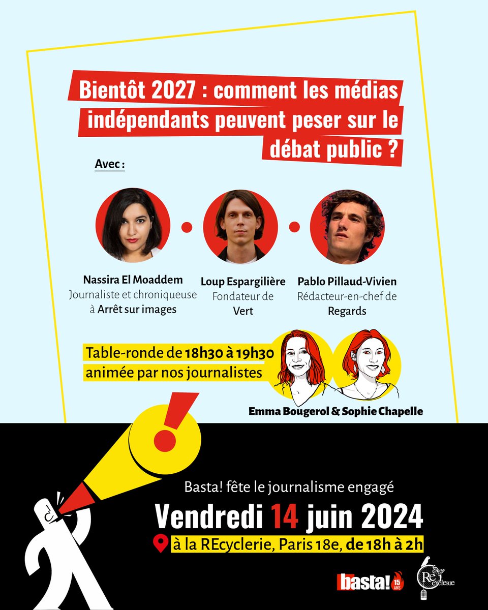 bastamedia_'s tweet photo. Le 14 juin approche à grand pas. Vous avez bien pris votre place ? L’entrée est gratuite sur réservation 👉 https://t.co/gu7l7riBar

On vous attend dès 18h à @LaRe_cyclerie pour fêter 15 ans de journalisme engagé pour l'écologie et la justice sociale ! 👉 https://t.co/Y4F5nl8Z7N https://t.co/OcRCmW98Xv