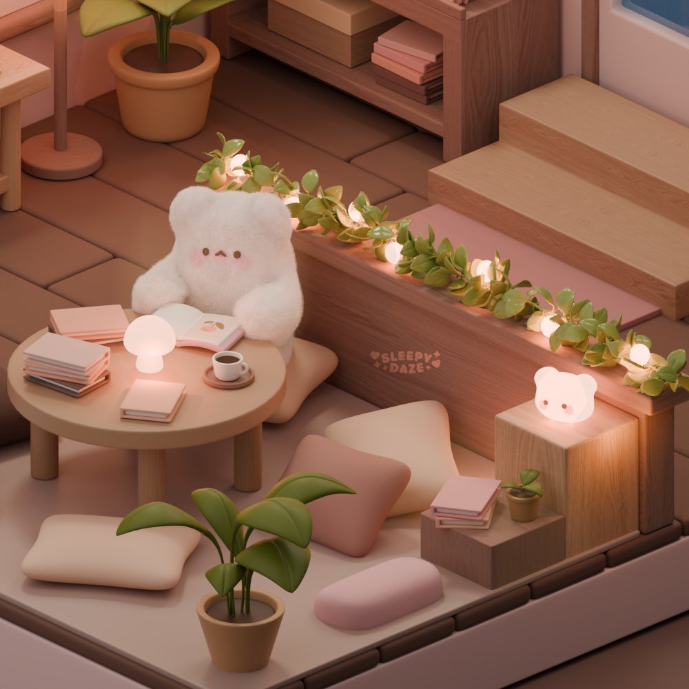 sleepydaze_'s tweet photo. Cozy reading cafe + bookshop 📚☕️✨ finished this in 3 days!! 3D modelling gives me some type of comfort I can’t explain 🥹💓 #blender #3dartist https://t.co/upKT0Zy7Tc