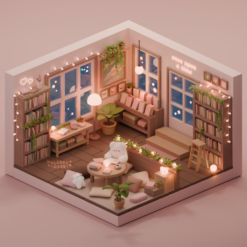 sleepydaze_'s tweet photo. Cozy reading cafe + bookshop 📚☕️✨ finished this in 3 days!! 3D modelling gives me some type of comfort I can’t explain 🥹💓 #blender #3dartist https://t.co/upKT0Zy7Tc