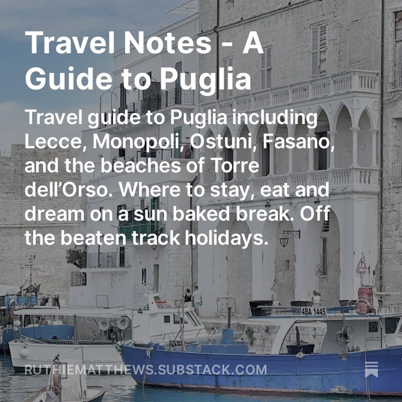 DesignSodaBlog's tweet image. Travel guide to one of my favourite places - Puglia up on Substack this evening 

open.substack.com/pub/ruthiematt…
