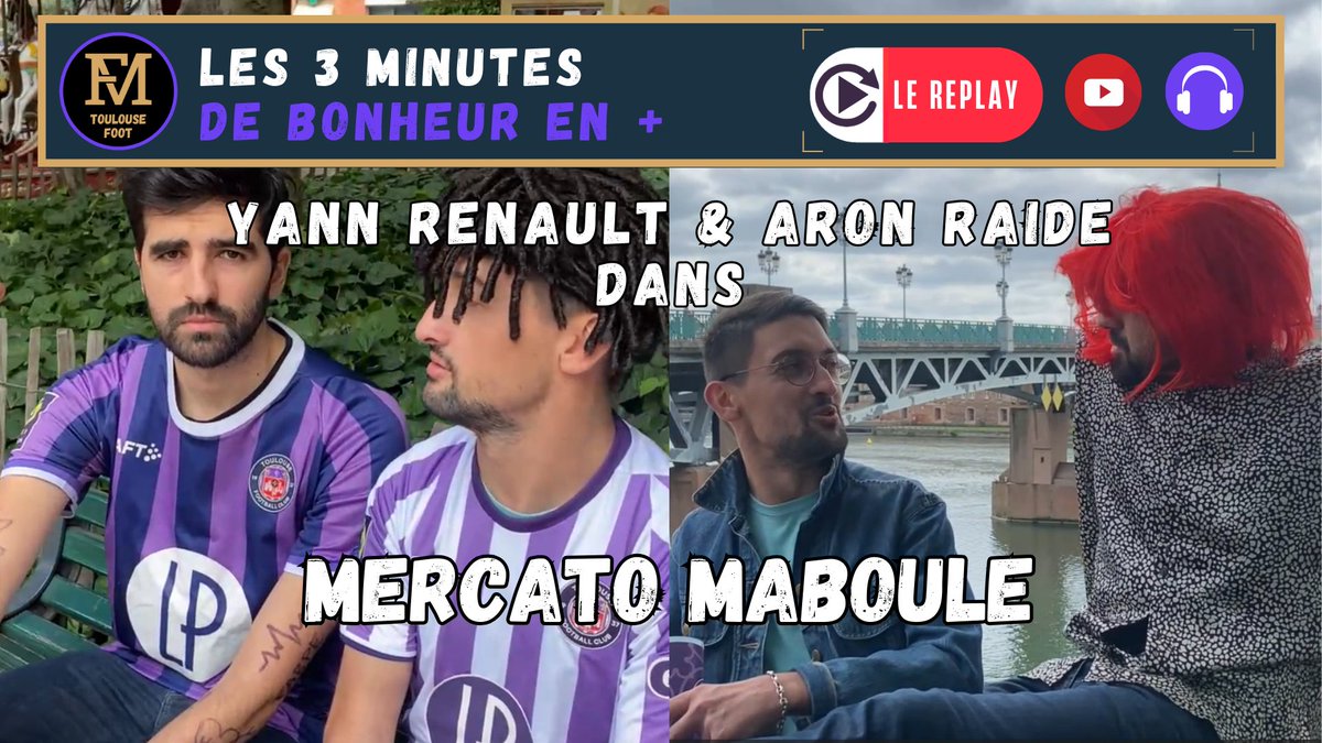 FDMToulouseFoot's tweet photo. 💜[Extrait] FDM Toulouse Foot - mardi 04/06 - Les 3 minutes de bonheur en +

▶️Humour : les 3 minutes de bonheur en + de Nathan et Vincent - mai 2024 le duo Yann Renault &amp; Aron Raide pour la chanson Mercato Maboule

📺Le clip vidéo https://t.co/w1GliFnOm5

Direction l'Eurovision https://t.co/8jnUcAkRmN