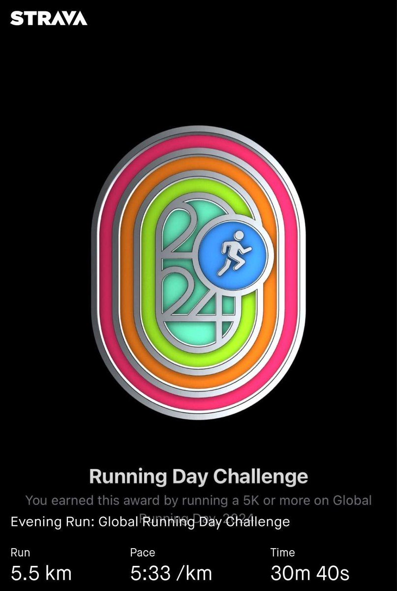maxhubt's tweet photo. Happy #GlobalRunningDay! 

I was not planning to run today, but my #AppleWatch Fitness App notified me of a Limited Edition Challenge because of Global Running Day, so I went for it! https://t.co/dxKYXF3cSD