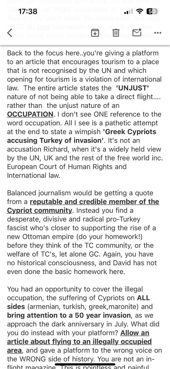 chcmargot's tweet photo. This is my RESPONSE to the @Independent regarding @DavidPBMaddox article on Cyprus. Vile excuses from them as to why they wrote such an inaccurate, painful and unjust article about #cyprus https://t.co/HhvRVplyoU