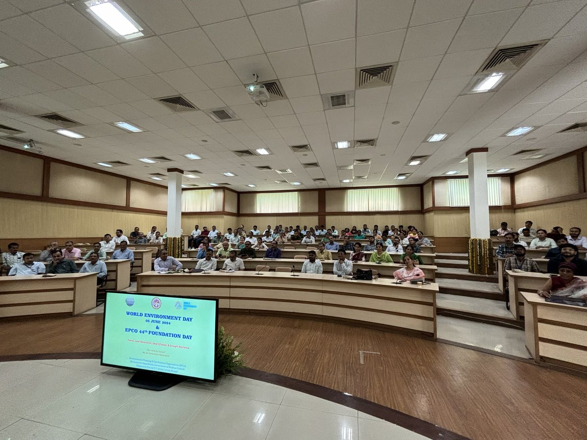 ThakkarLokendra's tweet photo. Today on the occasion of World Environment Day which also happens to be the 44th Foundation Day of EPCO, Mr K Raman @raman_ifs  &amp; Dr Mansee Bal, delivered  lively and enlightening keynote address on this year’s WED theme. It was attended by by officials of EPCO and MPPCB. https://t.co/1My9BvH8EB