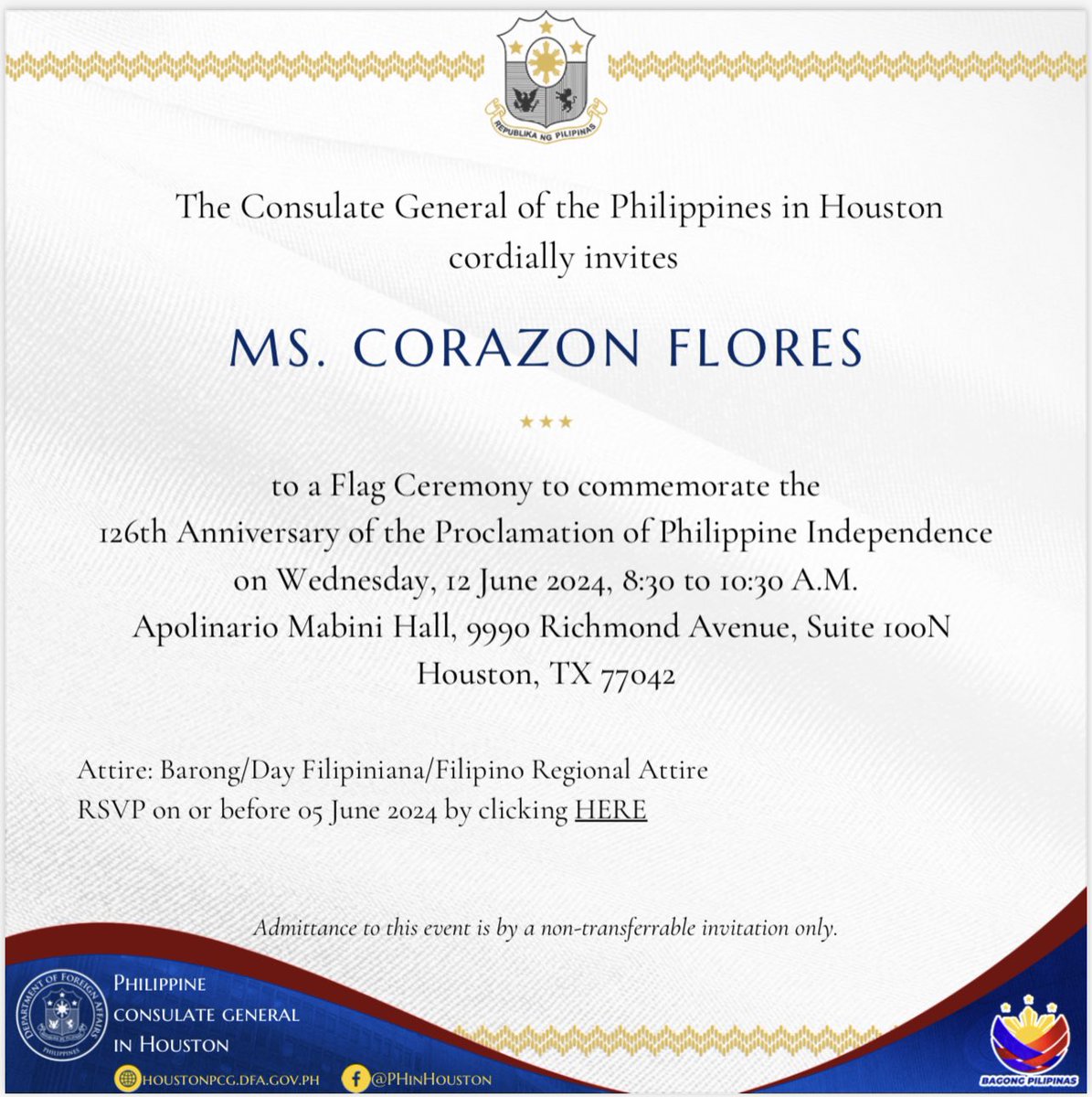 Honored to represent Filipino educators to the 126th Anniversary of the Philippines Proclamation of Independence.