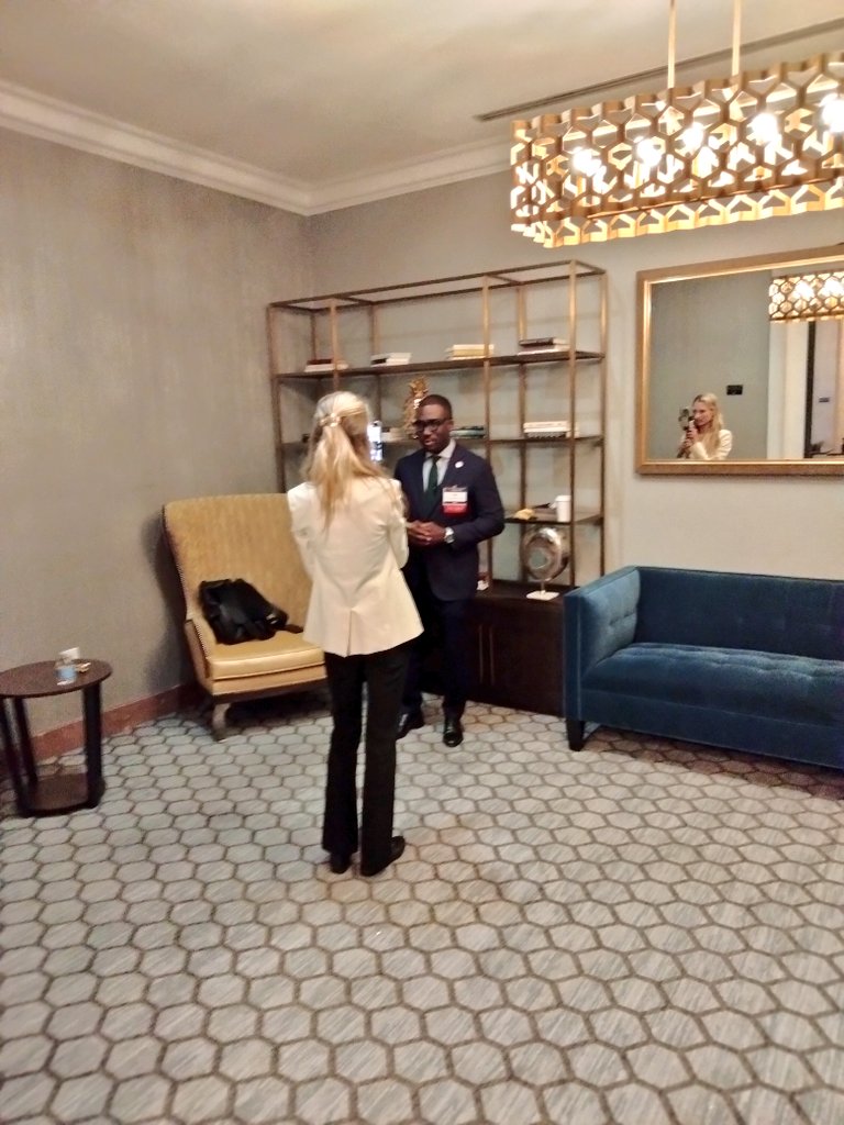LivingUnited's tweet photo. Behind the scenes with @chcimpact CEO @JeanAccius in the green room doing a social media interview here at @usnews #USNEquity event in DC https://t.co/ID4ew0M4Fb